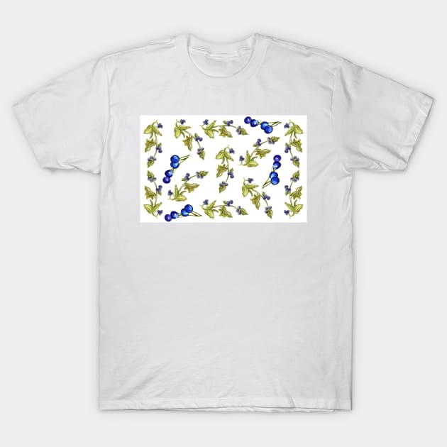 Blueberries Stem Leaves T-Shirt by KristieHubler